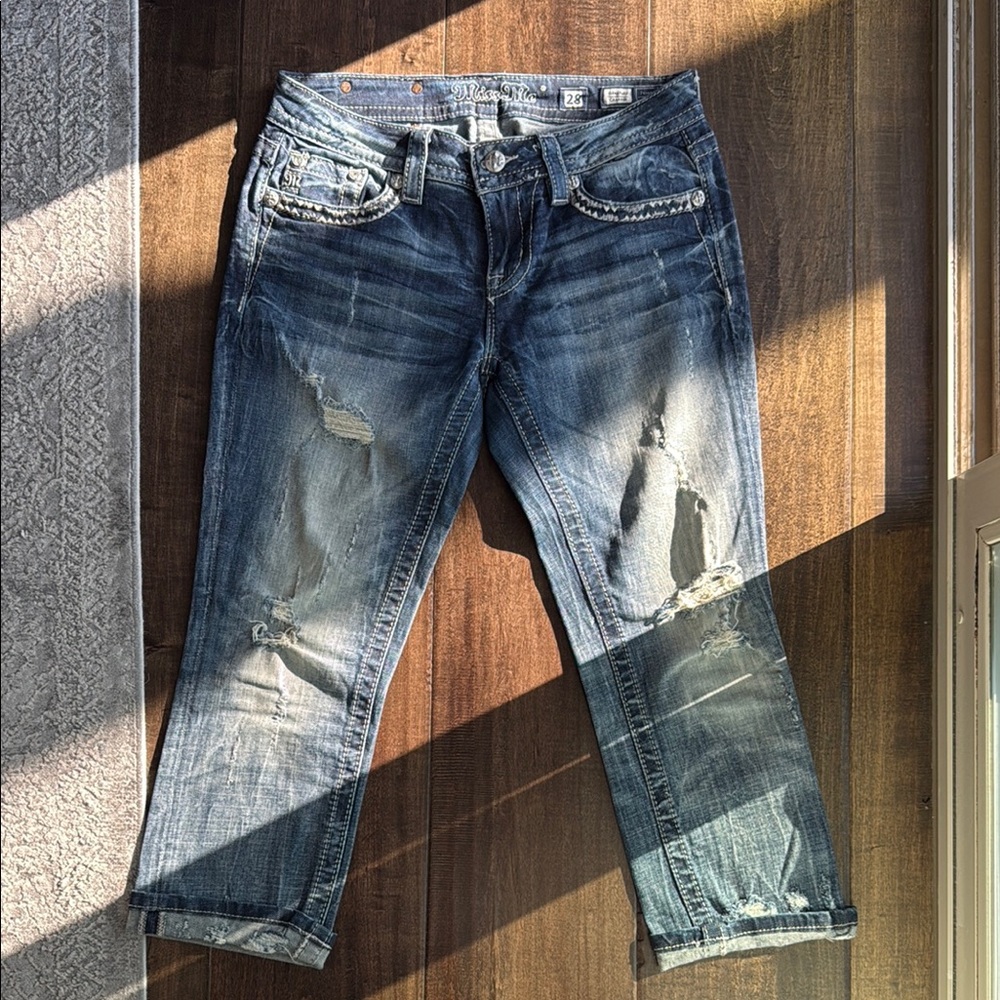Vintage Distressed Blue Miss Me capri Jeans